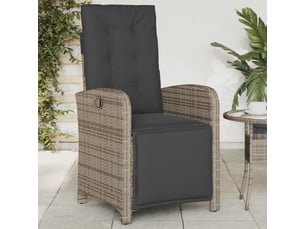Chaise inclinable de jardin et repose-pied gris résine tressée shl2447