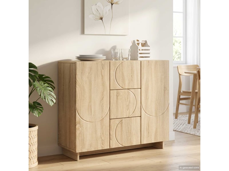  Buffet salon, buffet de rangement chêne sonoma 85,5x31x75 cm bois d'ingénierie shl63201  - Conforama B