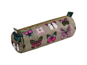 Trousse ronde papillons zip 7 cm x 22 cm