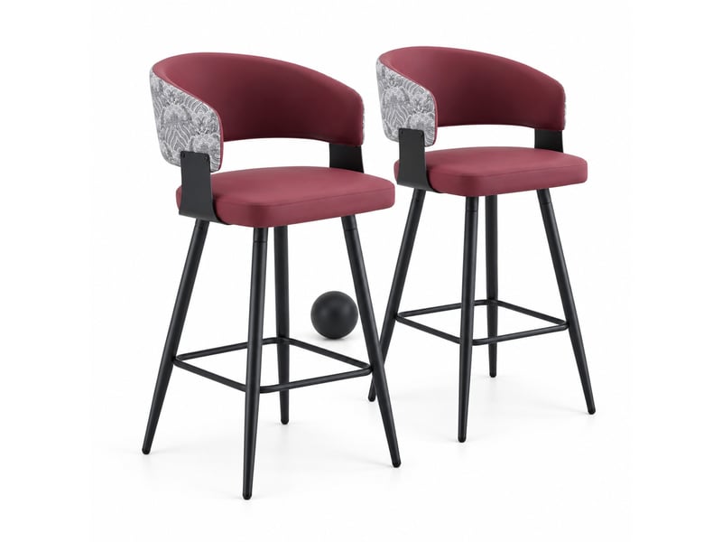  Lot de 2 chaises de salle à manger,46x47x94,5 cm,avec accoudoirs,similicuir,rouge  - Conforama A