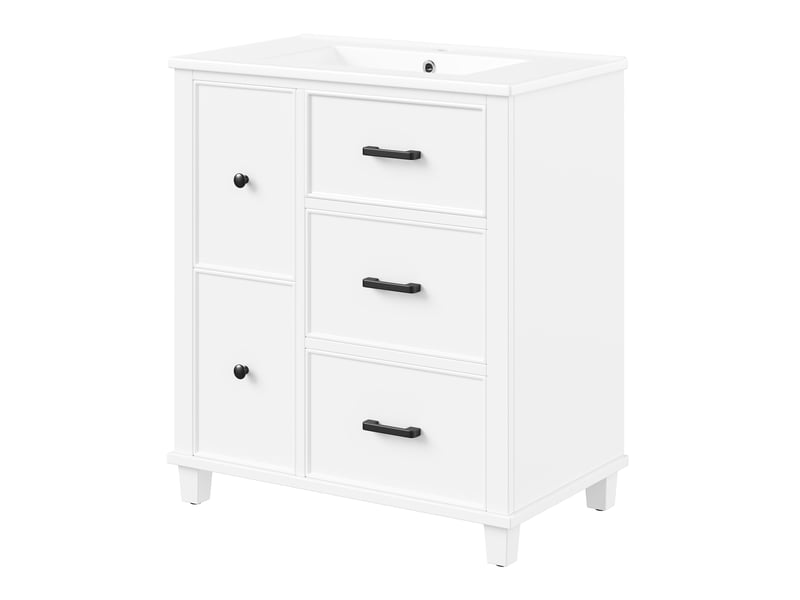  Meuble lavabo avec vasque céramique 4 tiroirs blanc 76.5 x 47 x 83.5 cm NK000025AAK - Conforama A