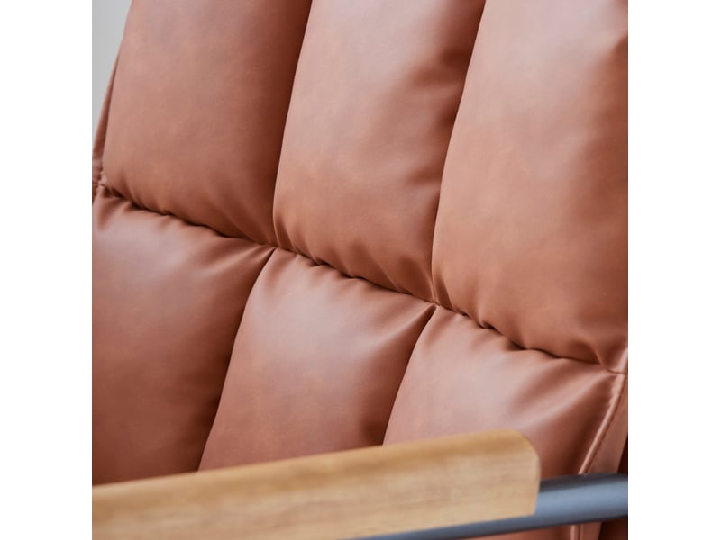  Chaise de bureau ergonomique marron avec accoudoirs en bois, roulettes, hauteur réglable, pivotante à 360 degrés  - Conforama E
