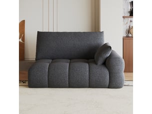 Canapé 2 places gris foncé modulable pour salon, méridienne droite, tissu velours doux, 130x105x86 cm