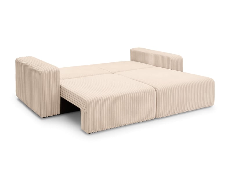  Canapé droit 3 places alya convertible en velours côtelé épais - beige ALYA - Conforama B