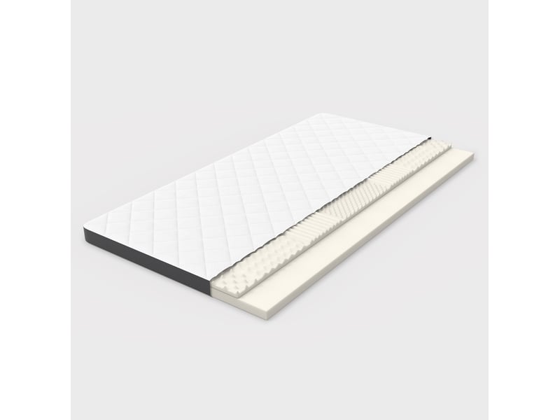  Matelas double 180x200 cm h3 en mousse blanc et gris, 7 zones de soutien réversibles, hauteur 7 cm  - Conforama D