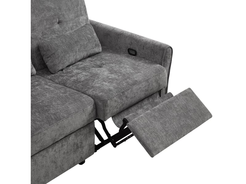  Canapé convertible 3 places 176 × 148 × 83 cm en chenille avec assise extensible et dossier réglable gris chicfurn  - Conforama E