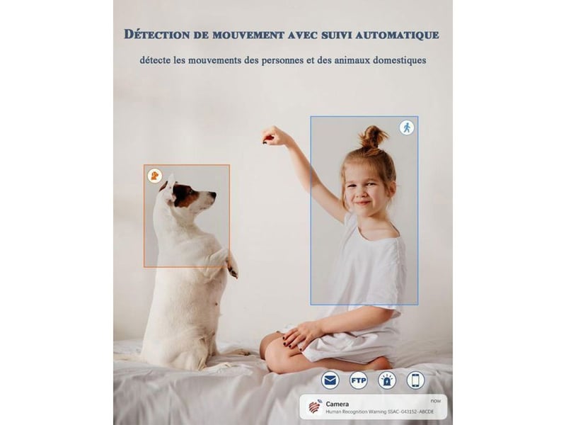  Caméra wifi dôme ptz 5mp extérieure blanche 355 90 suivi humain  - Conforama C