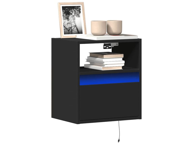 Meubles tv - banc tv - meuble de rangement muraux avec lumières led 2 pcs noir 41x31x45 cm - Conforama B