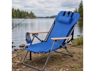 Chaise pliante de jardin 69x56x8 cm dossier réglable 4 positions métal bleu