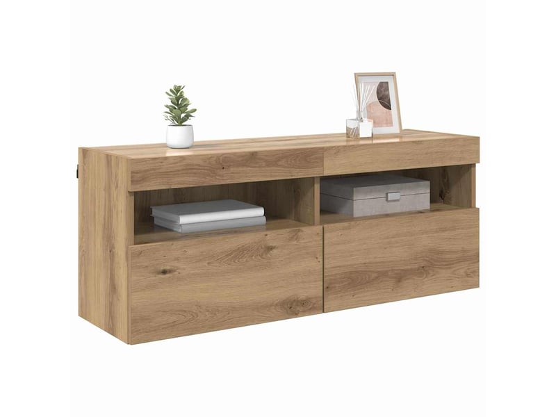  Meuble tv - banc tv - meuble de rangement mural 100 x 30 x 40 cm chêne artisanal  - Conforama C