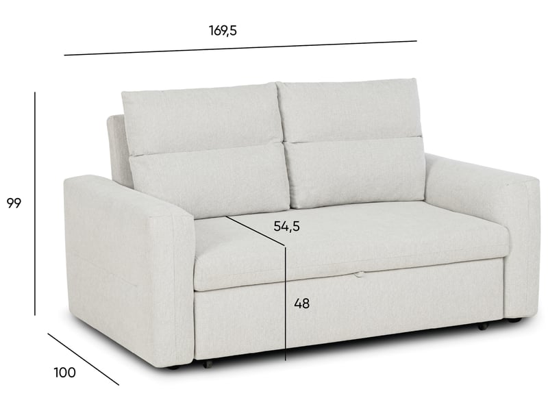  Canape droit convertible beige 2 places  - Conforama H
