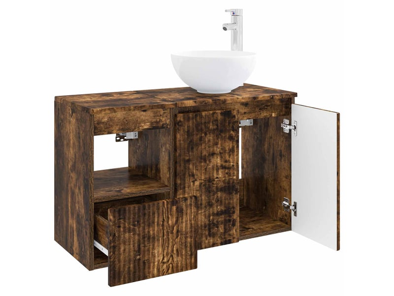 Ensemble de mobilier de salle de bain 2 pc chêne fumé cf64085 - Conforama D