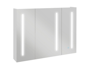 Armoire de toilette avec miroir et éclairage, meuble de rangement avec port usb et étagère réglable, 90 x 15 x 70 cm, blanc