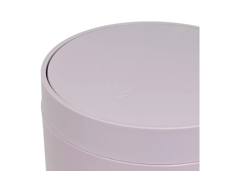  Poubelle ronde de salle de bain à couvercle basculant en polypropylène finition mate, capacité 5l,coloris mauve-gris - longueur 18 x profondeur 18 x hauteur 27 cm  - Conforama D