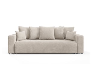 Canapé droit convertible 4 places Velours beige avec coffre de rangement