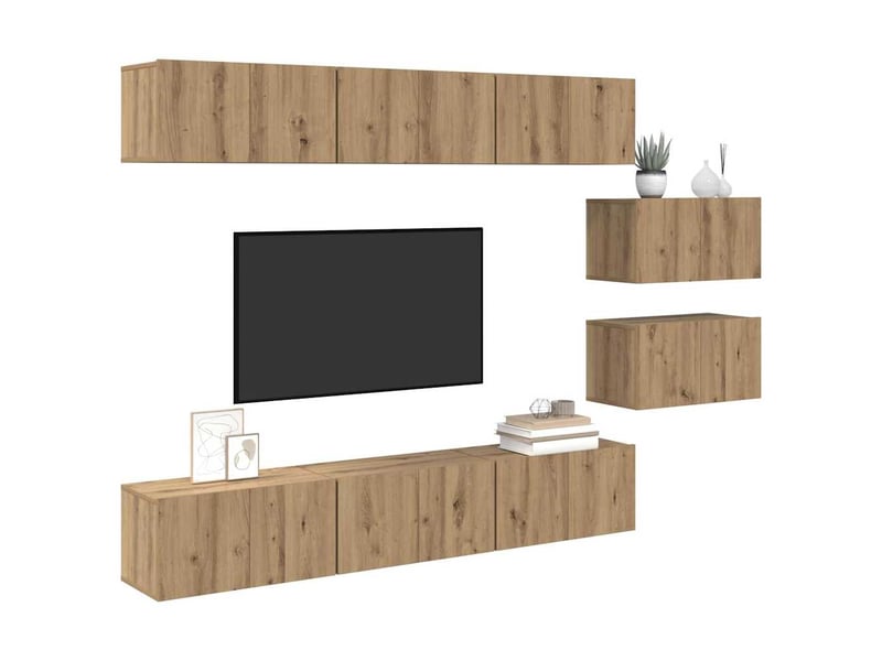 Ensemble meuble tv ; banc tv ; armoire tv 8 pcs chêne artisanal 60 x 30 x 30 cm  - Conforama D