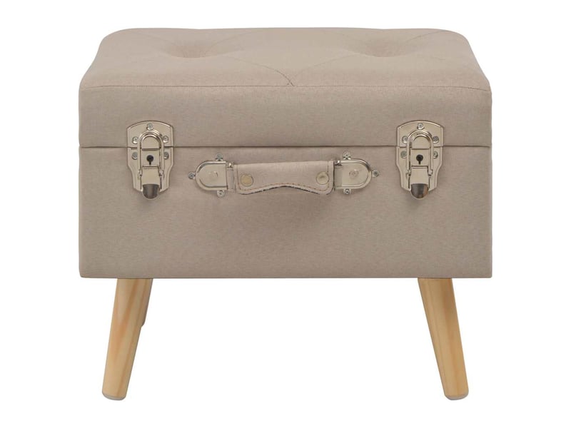  Lot de 3 tabourets de rangement beige tissu  - Conforama C