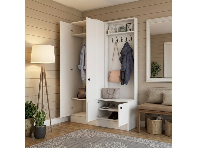  Meuble d'entrée avec porte-manteau et armoire vestiaire nythos  - Conforama B