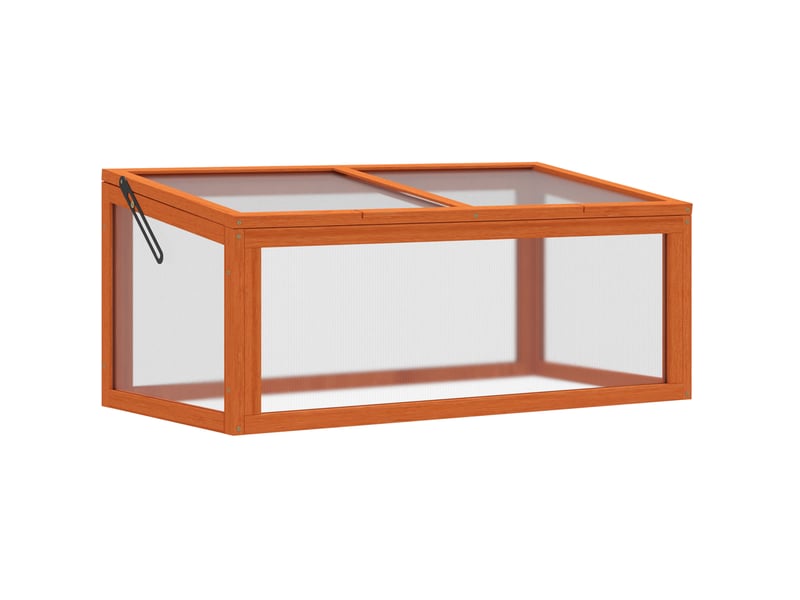  Mini-serre 90x46x40 cm toit ouvrant bois et polycarbonate orange  - Conforama A