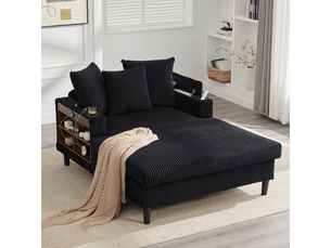 Canapé droit fixe <strong>MERAX</strong> <strong></strong> 1 place Velours côtelé noir