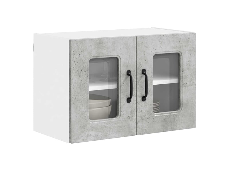  Meuble mural de cuisine | armoire de cuisine 2 pcs gris béton shl3238  - Conforama C