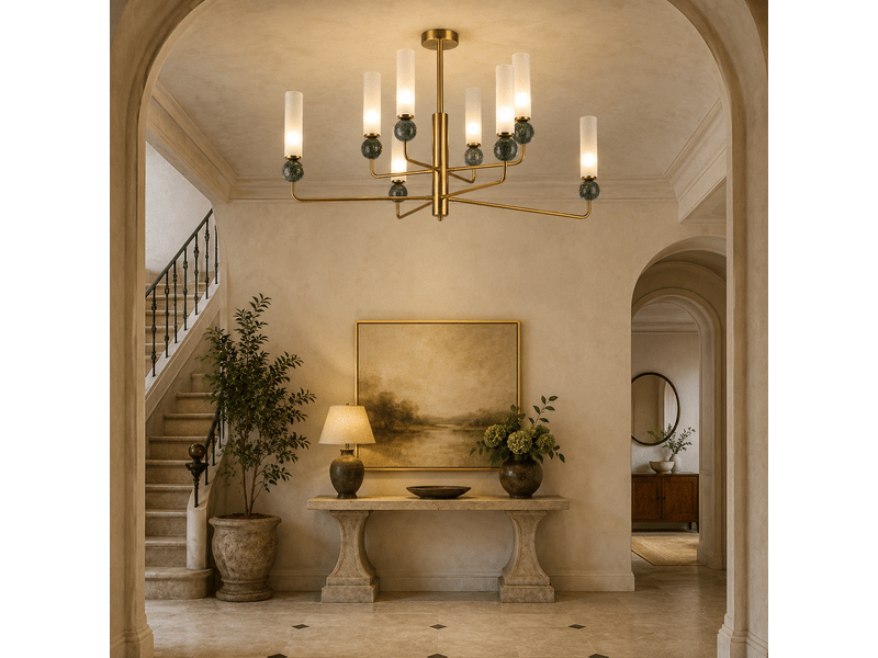  Lustre chandelier effet jade b – éclairage 3 couleurs ASLED-822 - Conforama D