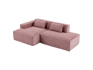 Canapé droit fixe   2 places Polyester rose avec coffre de rangement