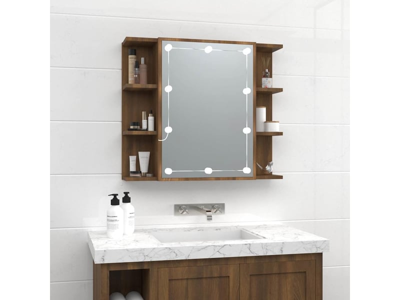  Armoire à miroir avec led chêne marron 70x16.5x60 cm  - Conforama B