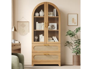 Vitrine coloris bois clair 3 étagère(s) <strong></strong> <strong>Sol Morn</strong> - 80 cmx175 cm