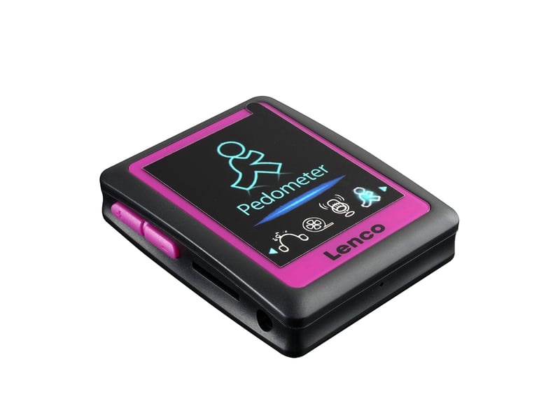  Lecteur mp3 ,  mp4 sport 4 go avec podomètre ,  clip et écouteurs lenco noir ,  rose PODO-152 PINK - Conforama C