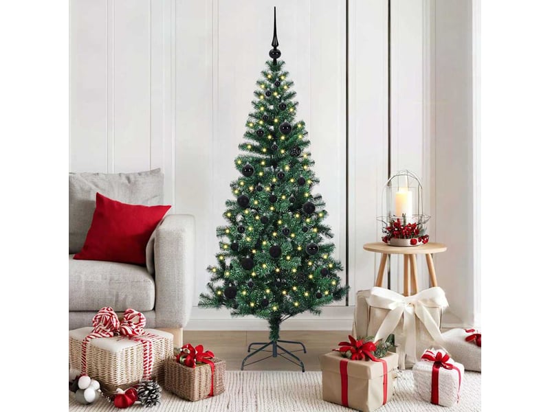  Sapin de noël artificiel, arbre de noël pré-éclairé vert 150 cm pvc et métal shl3262  - Conforama B