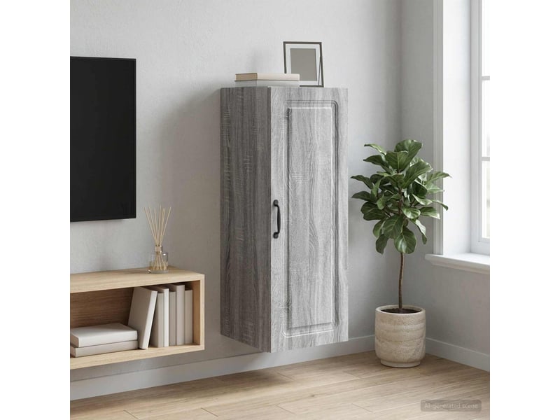  Armoire murale salon 33x34,5x90cm bois d'ingénierie sonoma gris shl595  - Conforama B