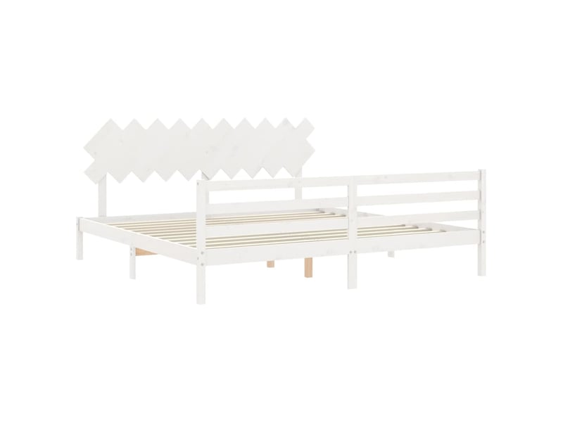  Lit double- lit adulte -  cadre de lit sans matelas blanc 200x200 cm bois massif  - Conforama D