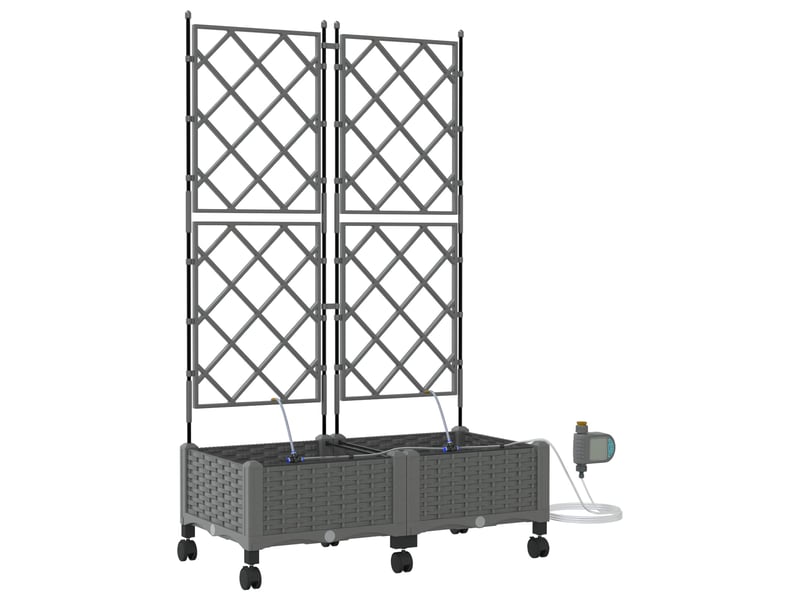 Jardinière - porte-plante de jardin avec irrigation et roues 2 pcs gris clair - Conforama A