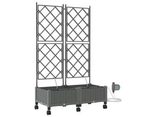 Jardinière - porte-plante de jardin avec irrigation et roues 2 pcs gris clair