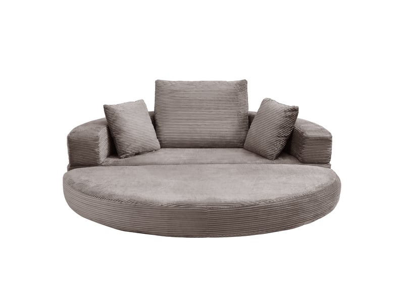  Canapé convertible 2 places en velours côtelé, canapé-lit pliable ovale 173 x 176 cm, sofa moderne avec coussins pour salon  - Conforama A