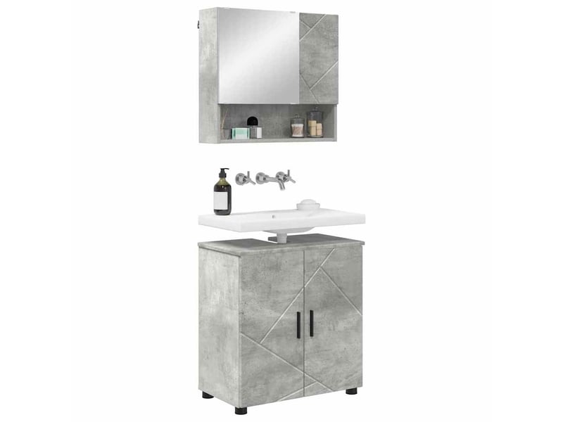  Ensemble de mobilier de salle de bain 2 pièces gris béton cf64220  - Conforama C