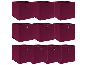 Boîtes de rangement 10 pcs rouge foncé 32x32x32 cm tissu shl78093