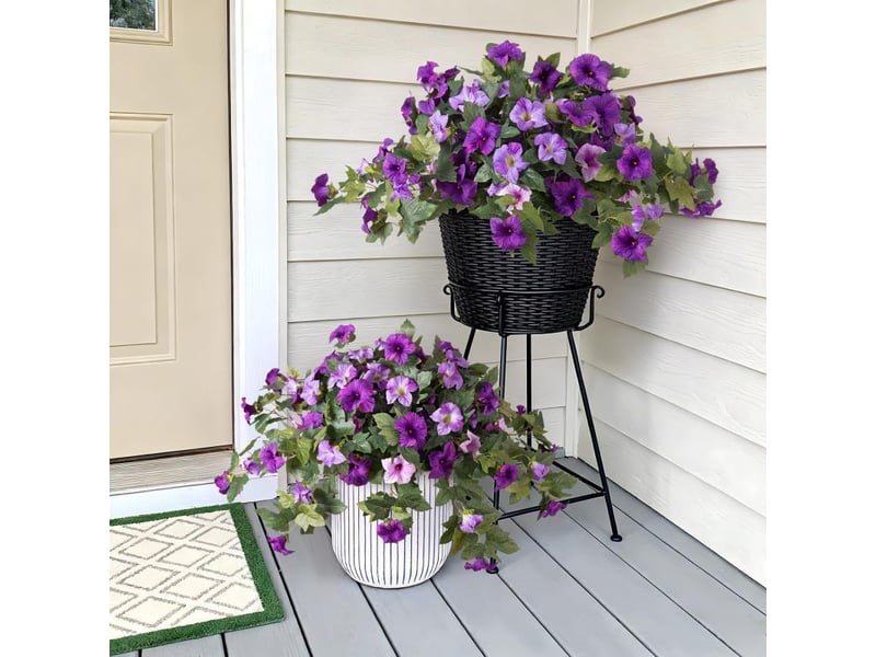  Irovami décoration florale de pétunia violet à double pétale, fleur artificielle résistante aux uv (lot de 2)  - Conforama B