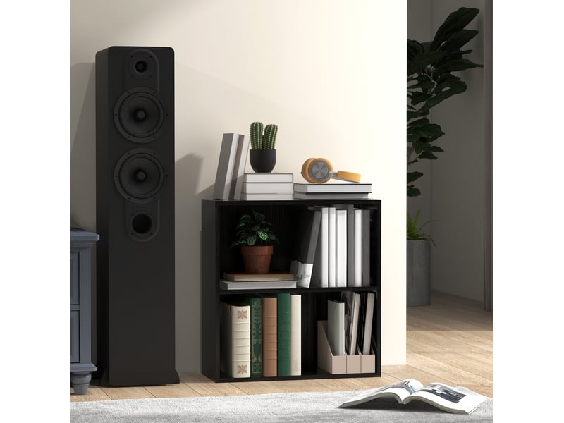  Bibliothèque étagère de rangement avec 2 compartiments et étagère réglable, 60 x 24 x 63 cm, noir  - Conforama D