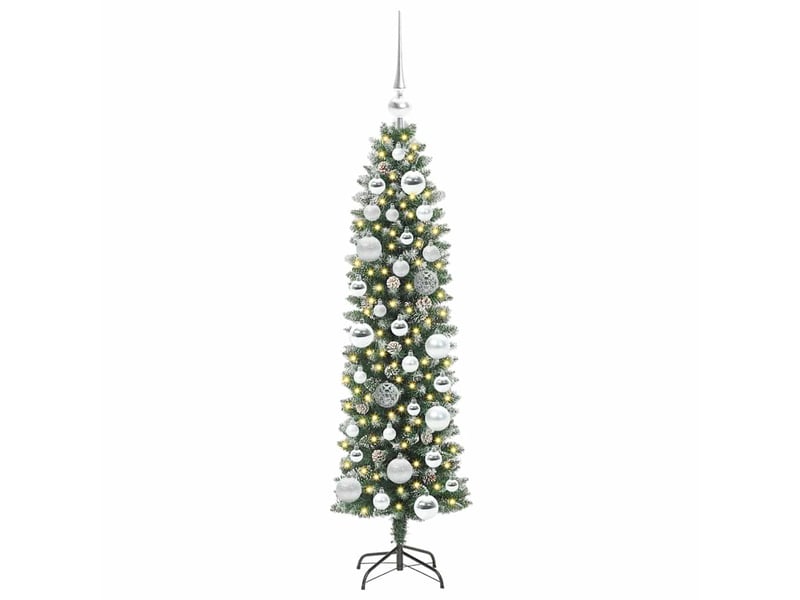  Sapin de noël, arbre de noël artificiel slim vert et blanc 120 cm shl4593  - Conforama C