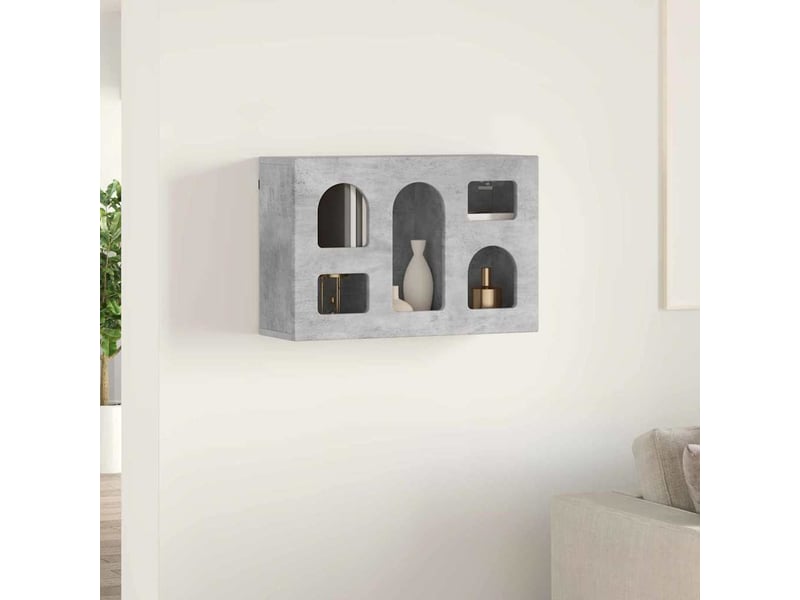  Armoire suspendue, meuble de rangement avec étagère elst gris béton 60x20x40 cm  - Conforama B