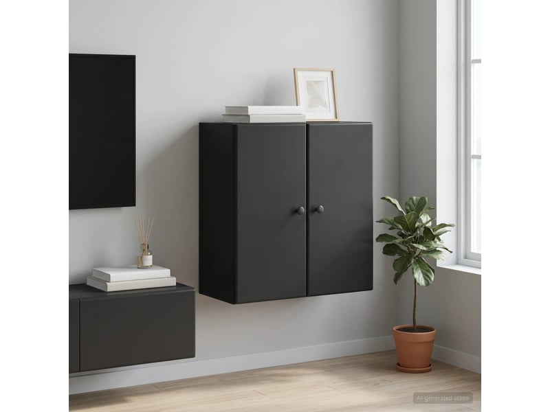  Armoire murale salon, meuble de rangement 59 x 31 x 60 cm bois d'ingénierie noir shl7201  - Conforama B