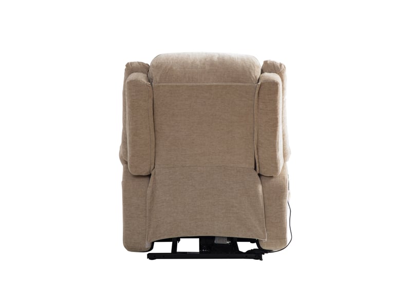 Fauteuil releveur électrique kaki clair avec massage, chauffage, dossier et repose-pieds réglables - Conforama D