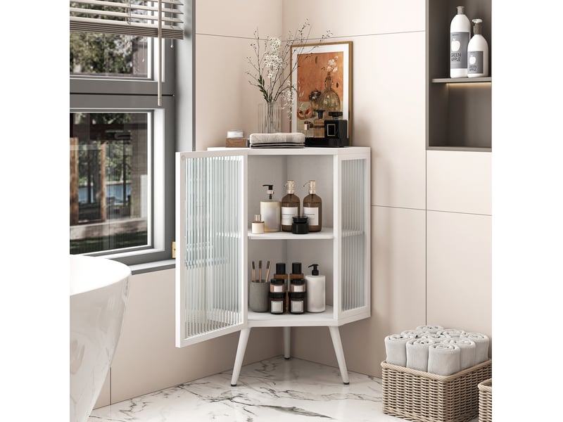 Meuble d'angle salle de bains 2 niveaux 56 x 42,5 x 80 cm homvra - Conforama C