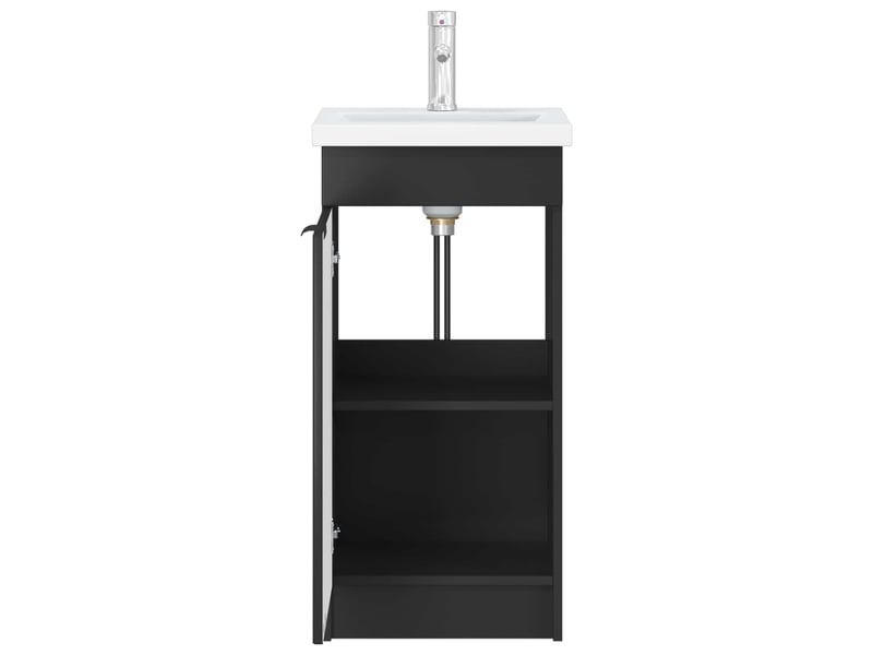  Meuble salle de bain avec évier, meuble de rangement noir 42x40x84.5 cm shl8556  - Conforama D
