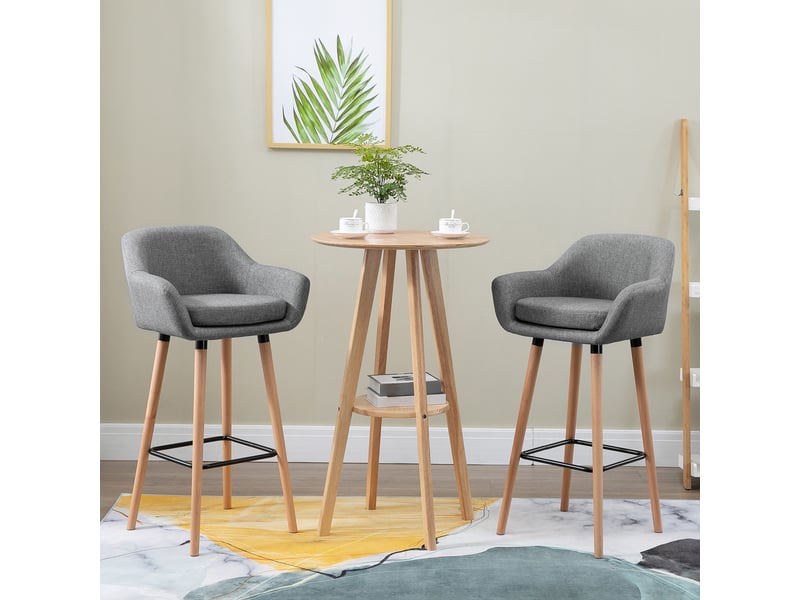  Tabourets de bar design scandinave - lot de 2 tabourets de bar grand confort avec repose-pieds gris foncé  - Conforama C