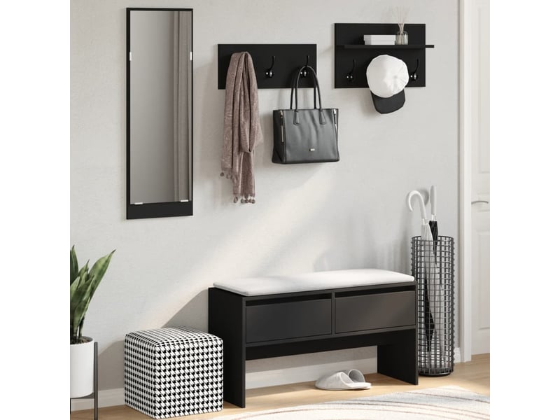  Ensemble de meubles de couloir 4 pcs noir bois d'ingénierie  - Conforama C