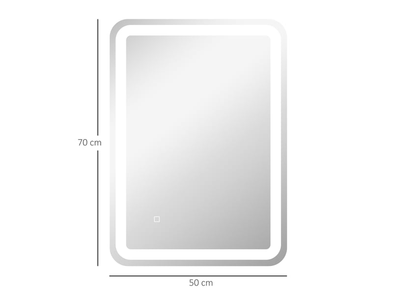  Miroir de salle de bain led 50 x 70 cm – argent – 3 couleurs, antibuée ip44, commande tactile et mémoire  - Conforama C