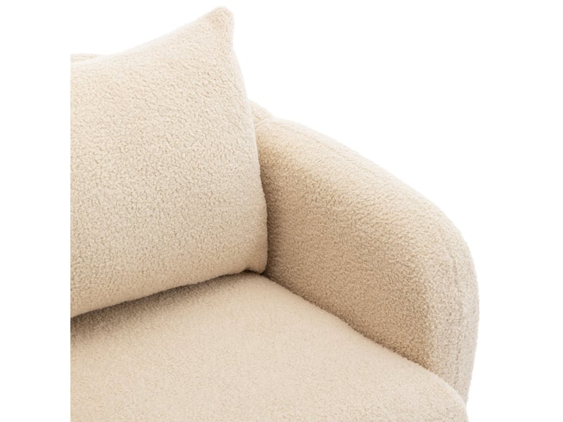  Fauteuil 1 place 71x72x71 cm tissu bouclette bois beige  - Conforama D